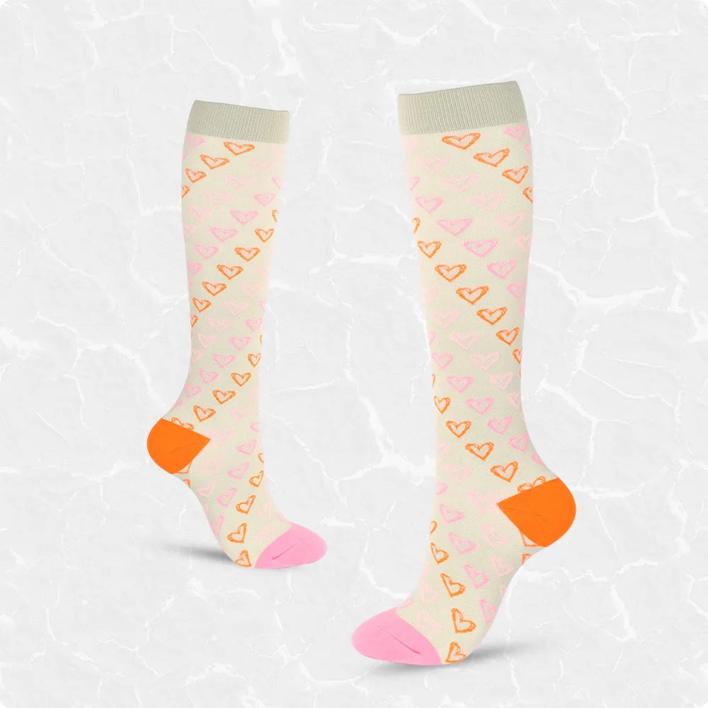 Women'S Retro Stripe Polka Dots Heart Shape Nylon Over The Knee Socks A Pair