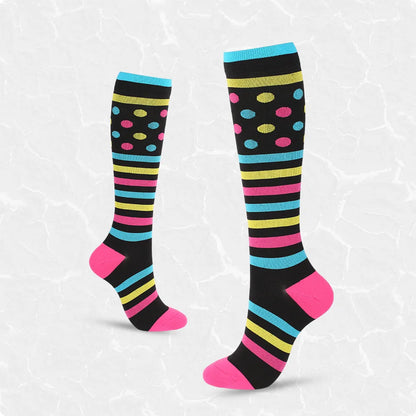 Women'S Retro Stripe Polka Dots Heart Shape Nylon Over The Knee Socks A Pair