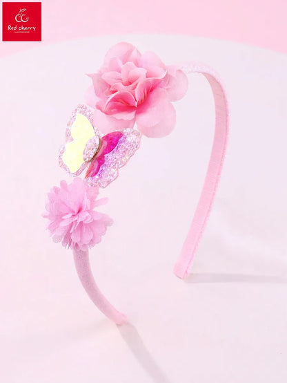 Women'S Romantic Sweet Flower Butterfly Gauze Lace Printing Hair Band