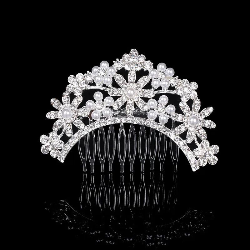 Women'S Shiny IG Style Flower Alloy Inlay Rhinestones Pearl Insert Comb