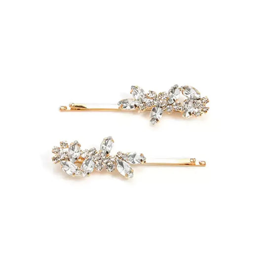 Women'S Shiny IG Style Geometric Metal Inlay Rhinestones Hair Clip