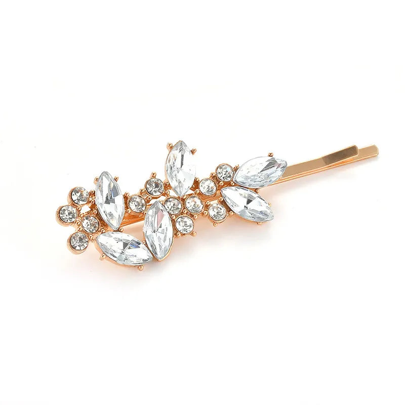 Women'S Shiny IG Style Geometric Metal Inlay Rhinestones Hair Clip