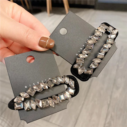 Women'S Shiny Water Droplets Rectangle Rhinestone Hair Clip