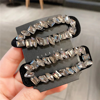 Women'S Shiny Water Droplets Rectangle Rhinestone Hair Clip