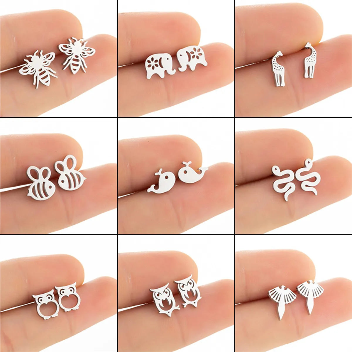 Women's Simple Style Animal Stainless Steel No Inlaid Ear Studs Stainless Steel Earrings