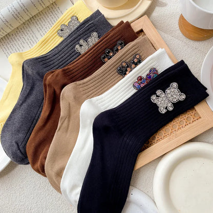 Women'S Simple Style Bear Cotton Ankle Socks A Pair