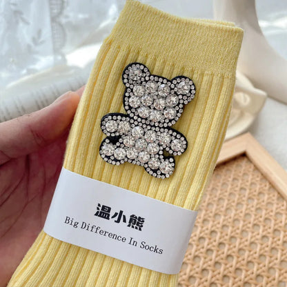 Women'S Simple Style Bear Cotton Ankle Socks A Pair