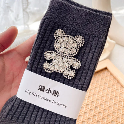 Women'S Simple Style Bear Cotton Ankle Socks A Pair