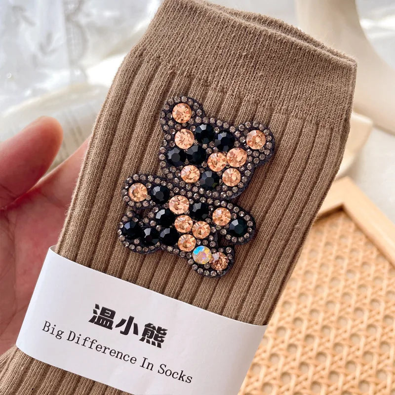 Women'S Simple Style Bear Cotton Ankle Socks A Pair