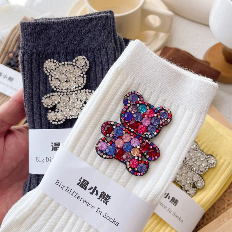 Women'S Simple Style Bear Cotton Ankle Socks A Pair