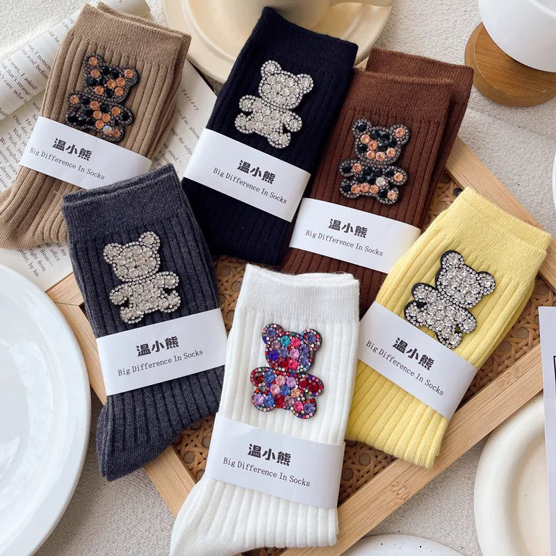 Women'S Simple Style Bear Cotton Ankle Socks A Pair