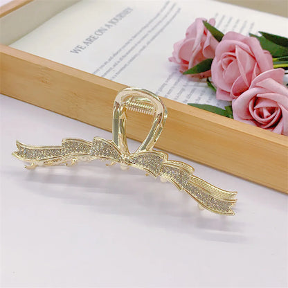 Women'S Simple Style Bow Knot Alloy Plating Inlay Rhinestones Pearl Hair Claws