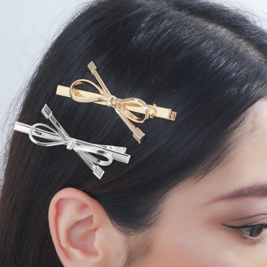 Women'S Simple Style Bow Knot Metal Plating Hair Clip