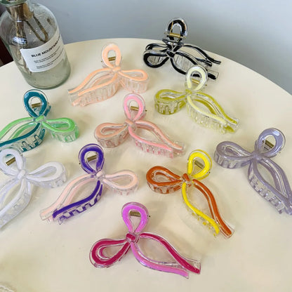 Women'S Simple Style Bow Knot Plastic Resin Polishing Hair Claws