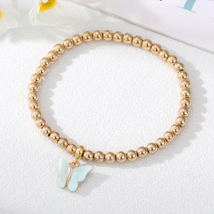 Simple Style Butterfly Alloy Beaded Resin Bracelets