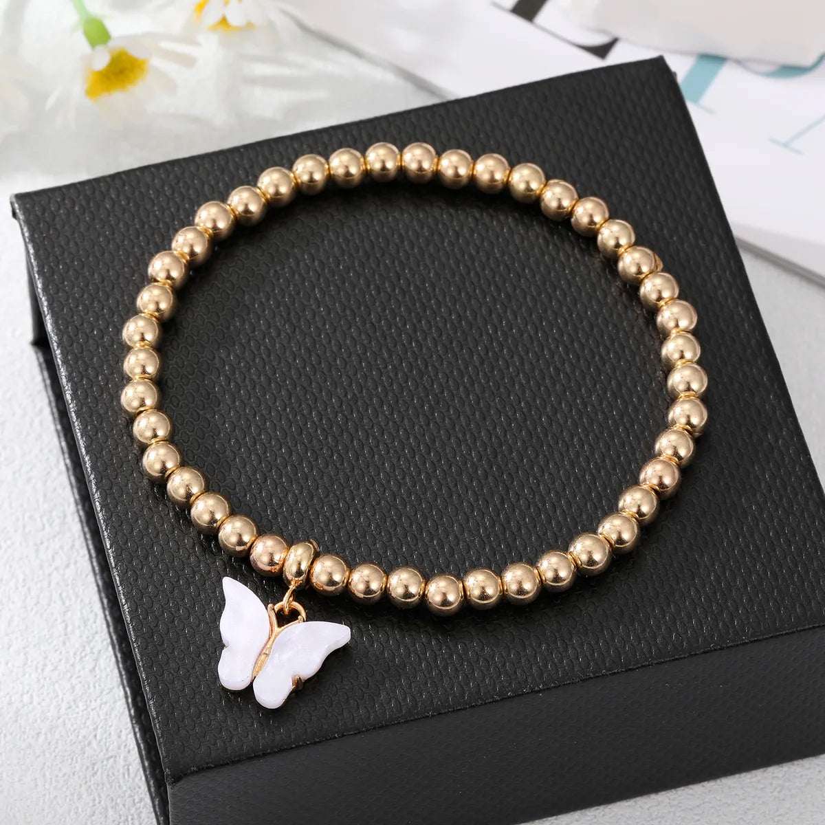 Simple Style Butterfly Alloy Beaded Resin Bracelets