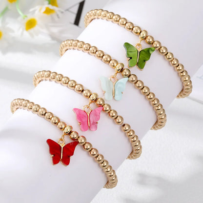 Simple Style Butterfly Alloy Beaded Resin Bracelets