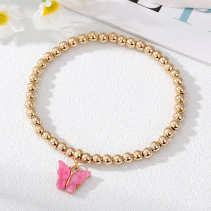 Simple Style Butterfly Alloy Beaded Resin Bracelets