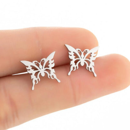 Women's Simple Style Butterfly Stainless Steel No Inlaid Ear Studs Plating Stainless Steel Earrings