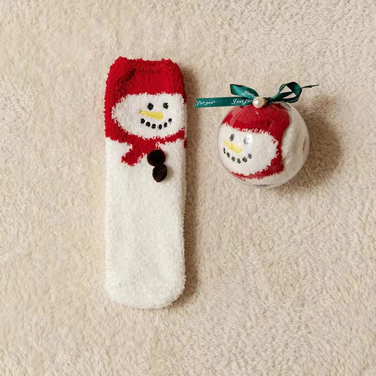 Women'S Simple Style Christmas Tree Santa Claus Snowman Cotton Jacquard Crew Socks