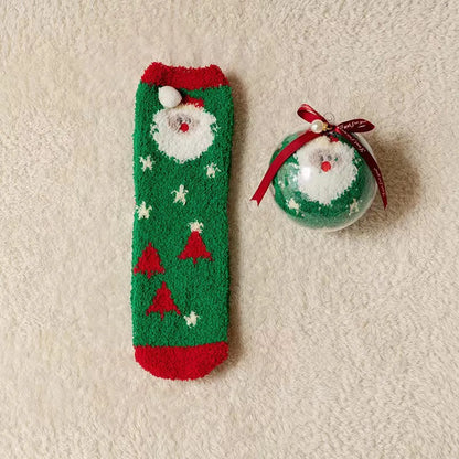 Women'S Simple Style Christmas Tree Santa Claus Snowman Cotton Jacquard Crew Socks