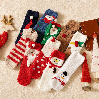 Women'S Simple Style Christmas Tree Santa Claus Snowman Cotton Jacquard Crew Socks