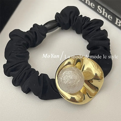 Women'S Simple Style Classic Style Color Block Alloy Pleated Hair Tie