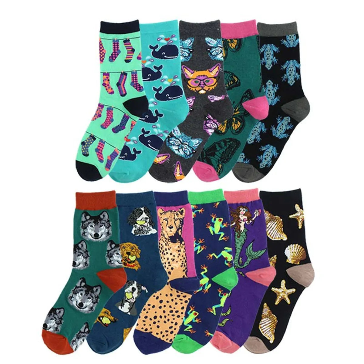 Women'S Simple Style Classic Style Commute Color Block Cotton Printing Crew Socks A Pair