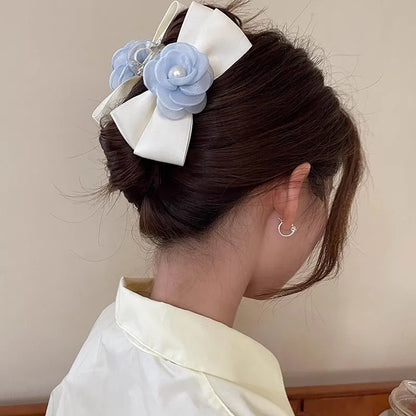 Women'S Simple Style Classic Style Flower Bow Knot Arylic Inlay Artificial Pearls Hair Claws