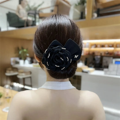 Women'S Simple Style Classic Style Flower Bow Knot Cloth Inlay Rhinestones Hair Tie