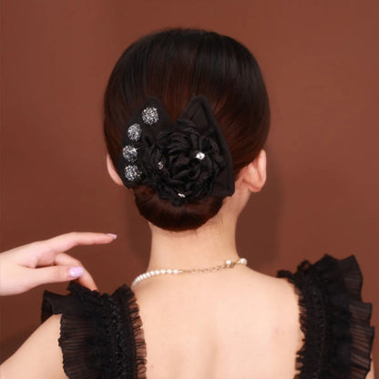 Women'S Simple Style Classic Style Flower Bow Knot Cloth Inlay Rhinestones Hair Tie