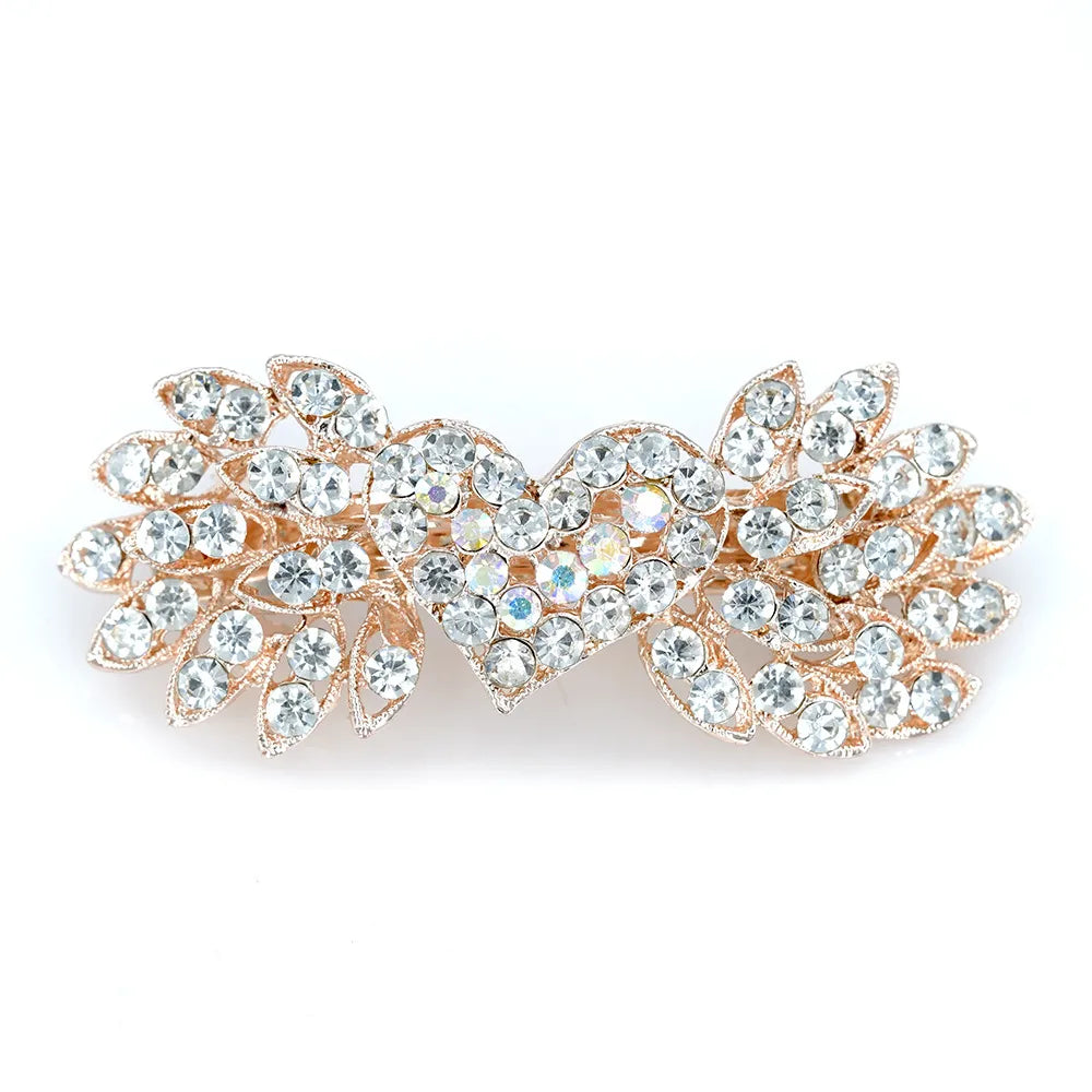 Women'S Simple Style Classic Style Heart Shape Alloy Inlay Rhinestones Hair Clip