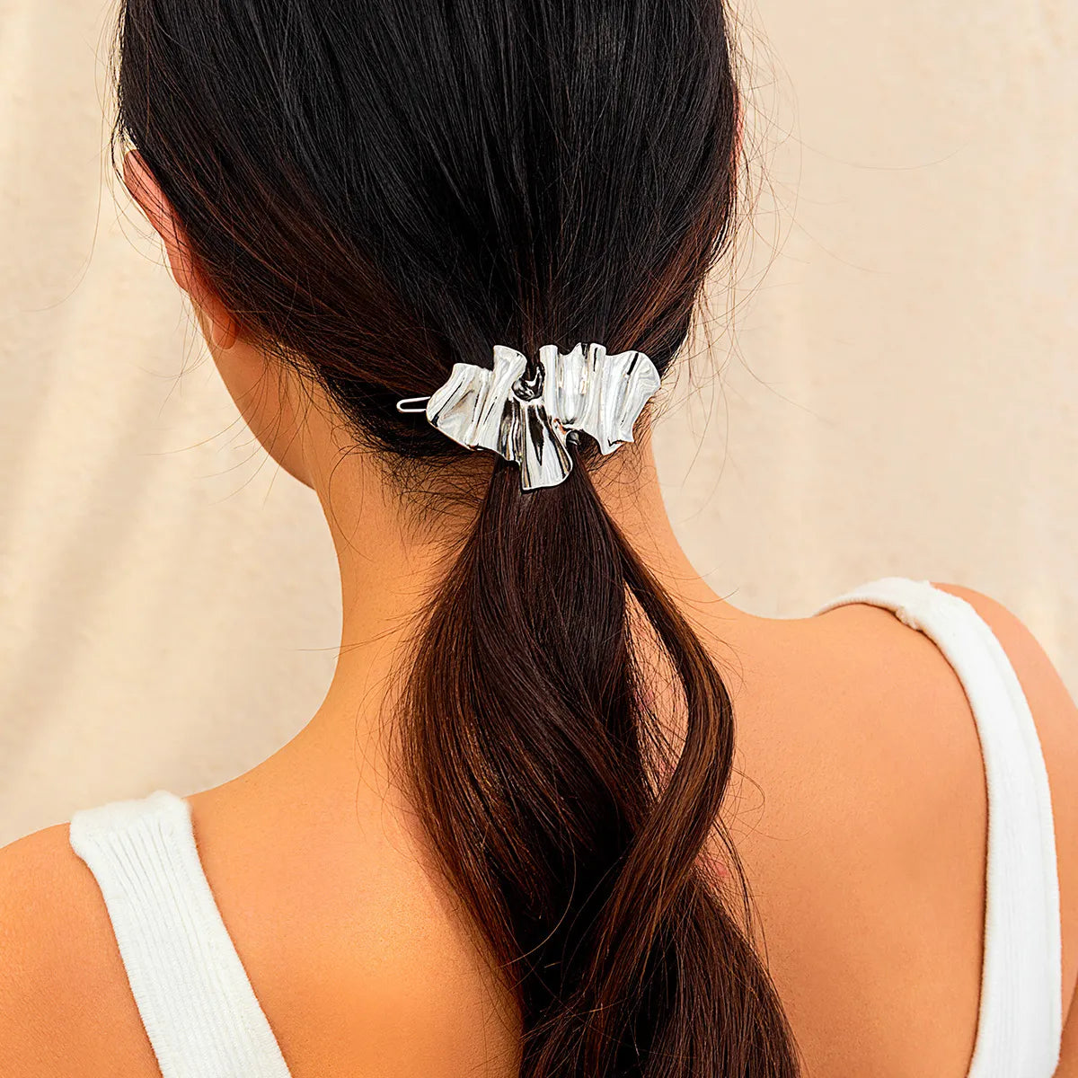 Women'S Simple Style Classic Style Solid Color Alloy Plating Pleated Hair Clip