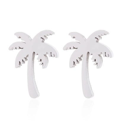 Simple Style Coconut Tree Plating 304 Stainless Steel No Inlaid 18K Gold Plated Ear Studs