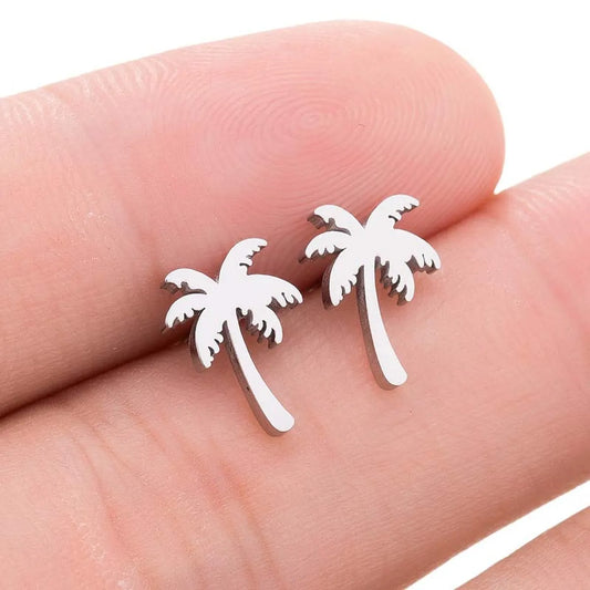 Simple Style Coconut Tree Plating 304 Stainless Steel No Inlaid 18K Gold Plated Ear Studs