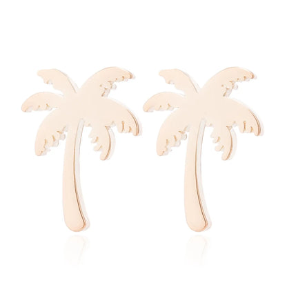 Simple Style Coconut Tree Plating 304 Stainless Steel No Inlaid 18K Gold Plated Ear Studs