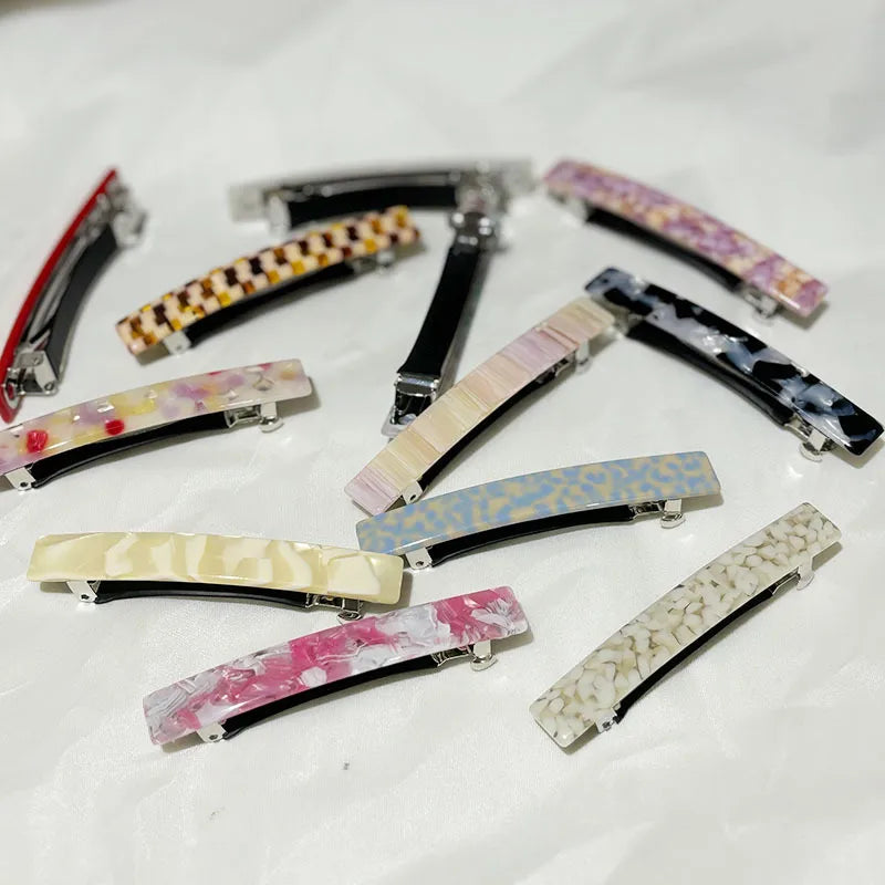 Women'S Simple Style Color Block Acetic Acid Sheets Handmade Hair Clip