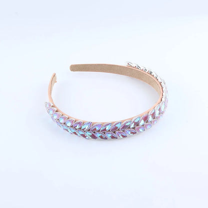 Women'S Simple Style Color Block Plastic Inlay Rhinestones Hair Band