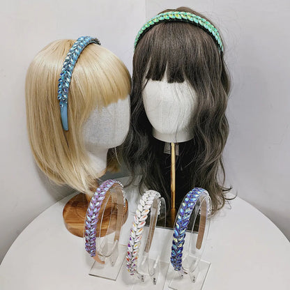 Women'S Simple Style Color Block Plastic Inlay Rhinestones Hair Band