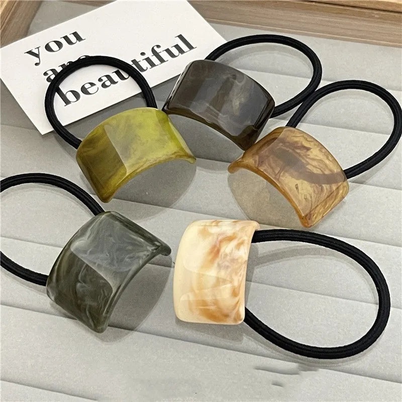 Women'S Simple Style Color Block Plastic Resin Hair Tie