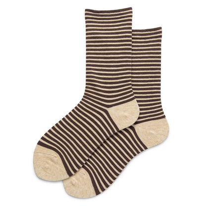 Women'S Simple Style Color Block Stripe Cotton Crew Socks A Pair