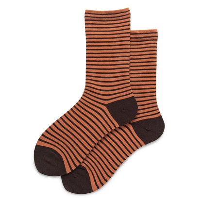 Women'S Simple Style Color Block Stripe Cotton Crew Socks A Pair