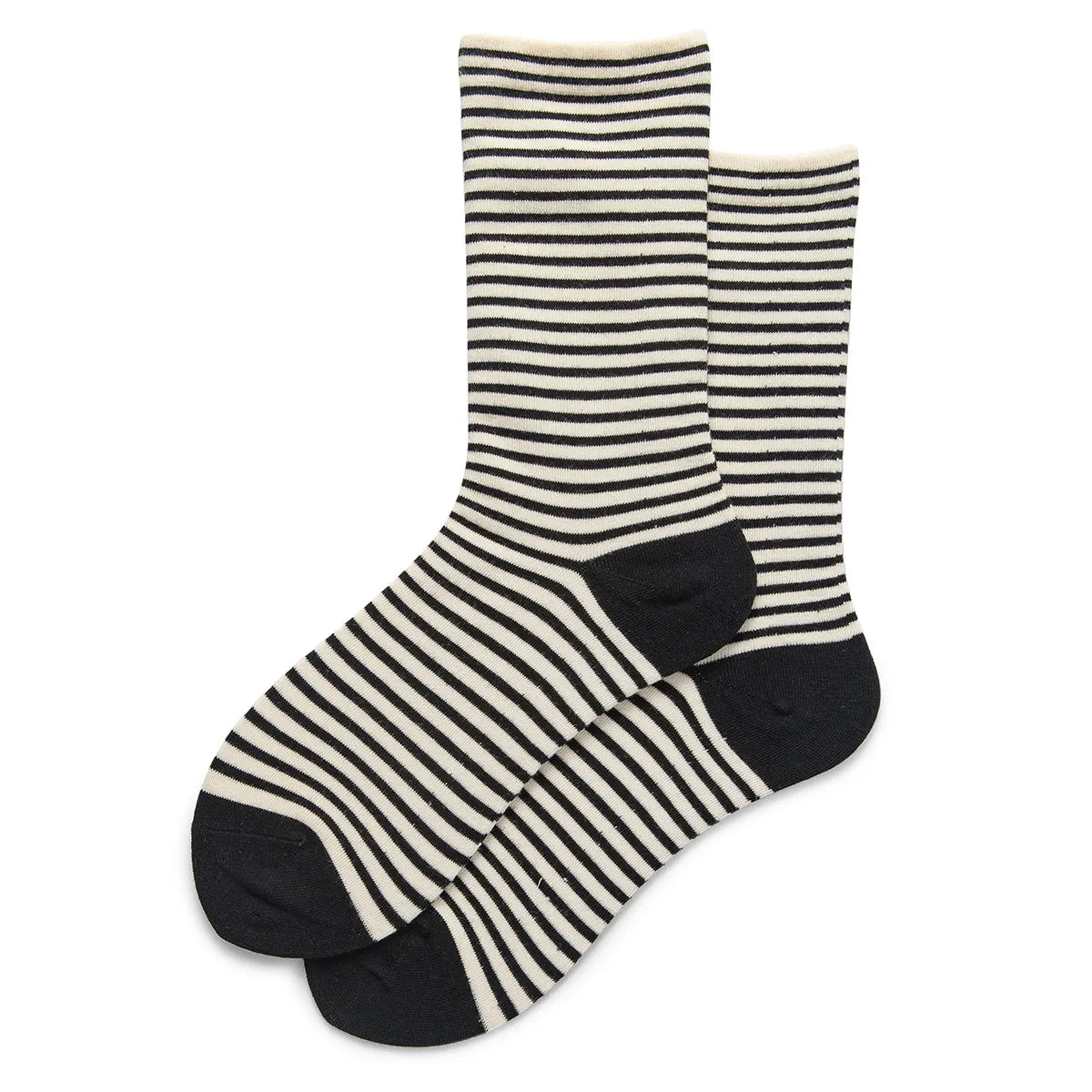 Women'S Simple Style Color Block Stripe Cotton Crew Socks A Pair