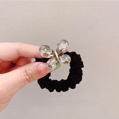 Women'S Simple Style Commute Flower Cloth Inlay Zircon Hair Tie