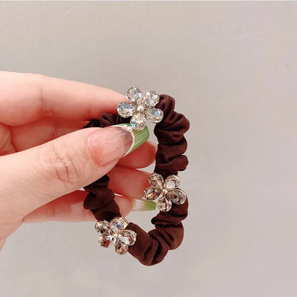 Women'S Simple Style Commute Flower Cloth Inlay Zircon Hair Tie