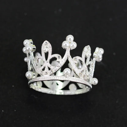 Women'S Simple Style Crown Alloy Inlay Rhinestones Pearl Crown