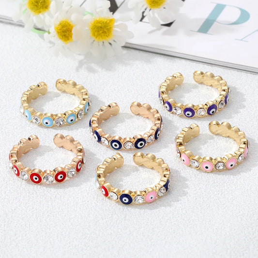 Women's Simple Style Devil's Eye Alloy Rings Plating Rhinestone Rings