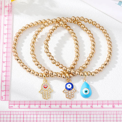 Simple Style Devil'S Eye Water Drop Alloy Resin Beaded Bracelets