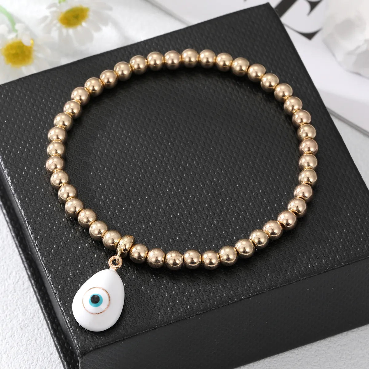 Simple Style Devil'S Eye Water Drop Alloy Resin Beaded Bracelets