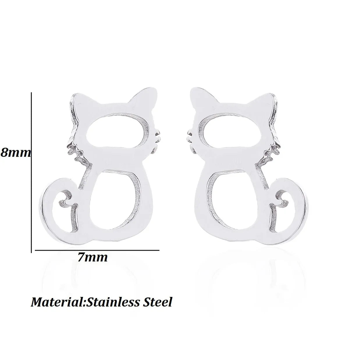 Women'S Simple Style Dog Cat Stainless Steel No Inlaid Ear Studs Plating Stainless Steel Earrings